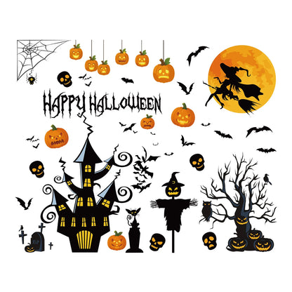 Halloween Decoration Spider Ghost Electrostatic Stickers Halloween Party Supplies Skull Glass Stickers