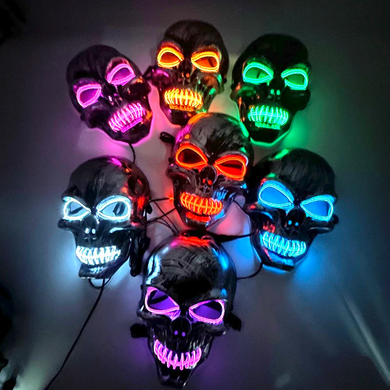 Halloween Scary Skull Skeleton Mask LED Light Up Mask for Halloween Festival Cosplay Costume Parties Carnival Night