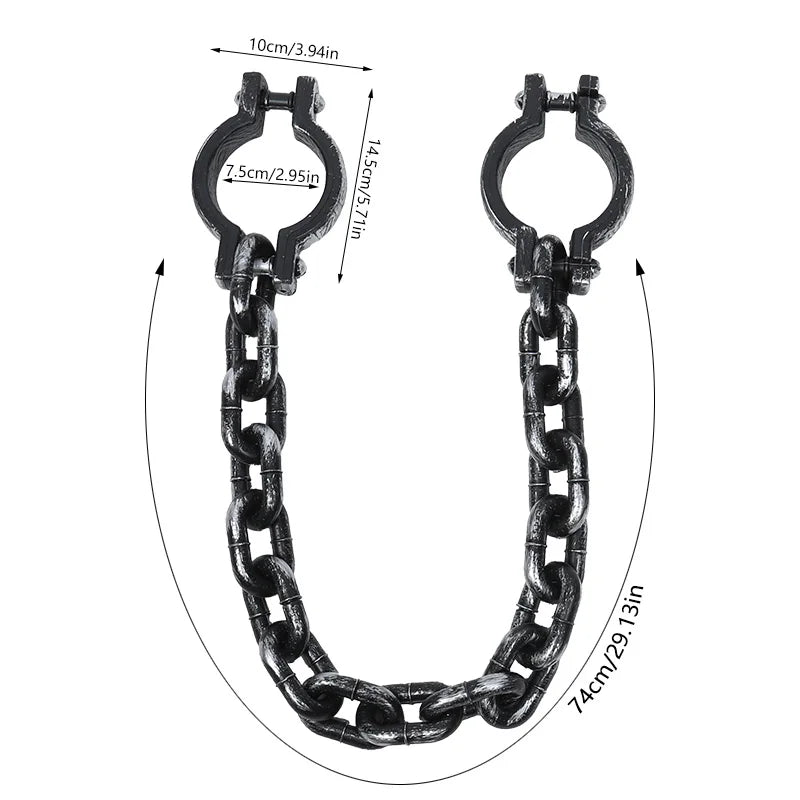 1Set Halloween Fake Chains Haunted House Horror Props Home Decoration Prisoner Costume Cosplay Accessories Plastic Link Chains