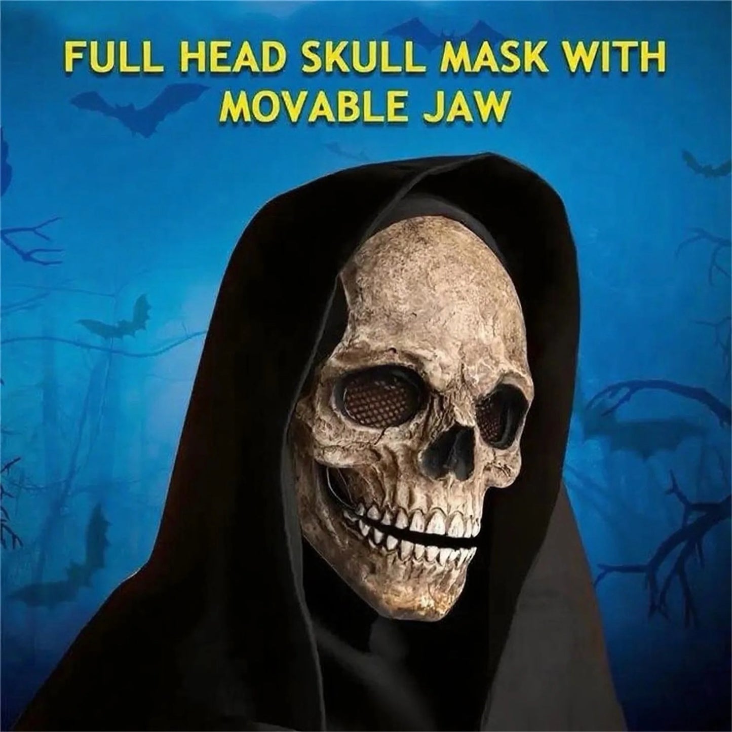 Spooky Skeleton Mask With Articulated Jaw Halloween Costume Accessory for Teens and Adults