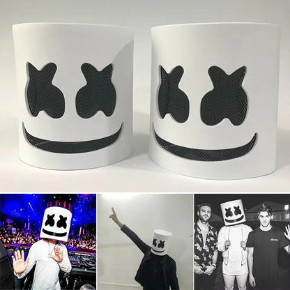 Unique LED Halloween Luminous Head Cover Glowing Plastic DJ Marshmallow Mask Universal Neon Cosplay Headgear Night Club