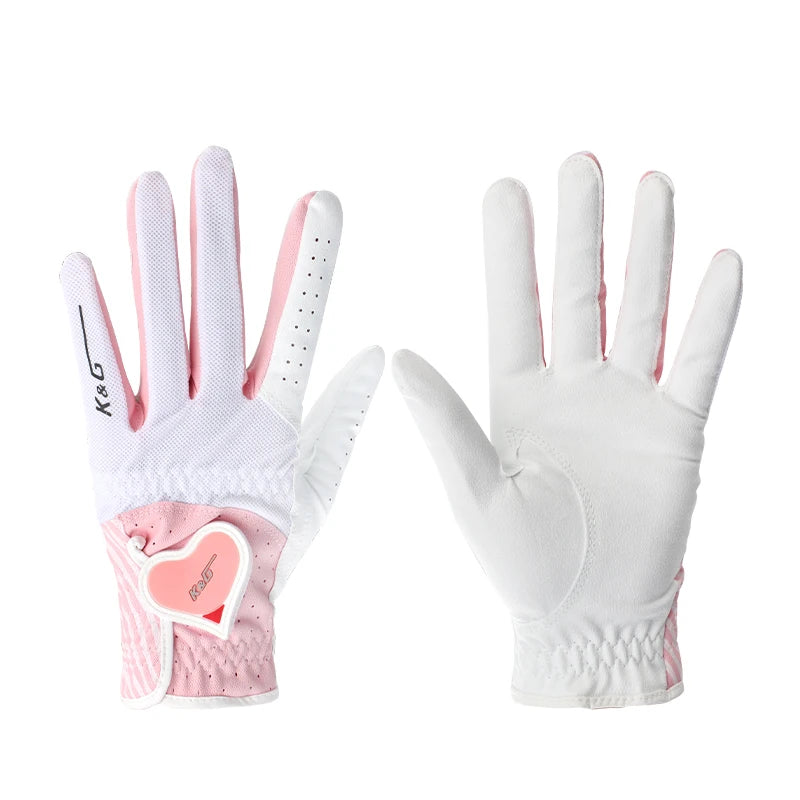 New 1 Pair Golf Gloves Woman PU Leather Soft Gloves Ladies Anti-Slip Granules Sports Mittens Elegant Right Left Hand Golf Aids