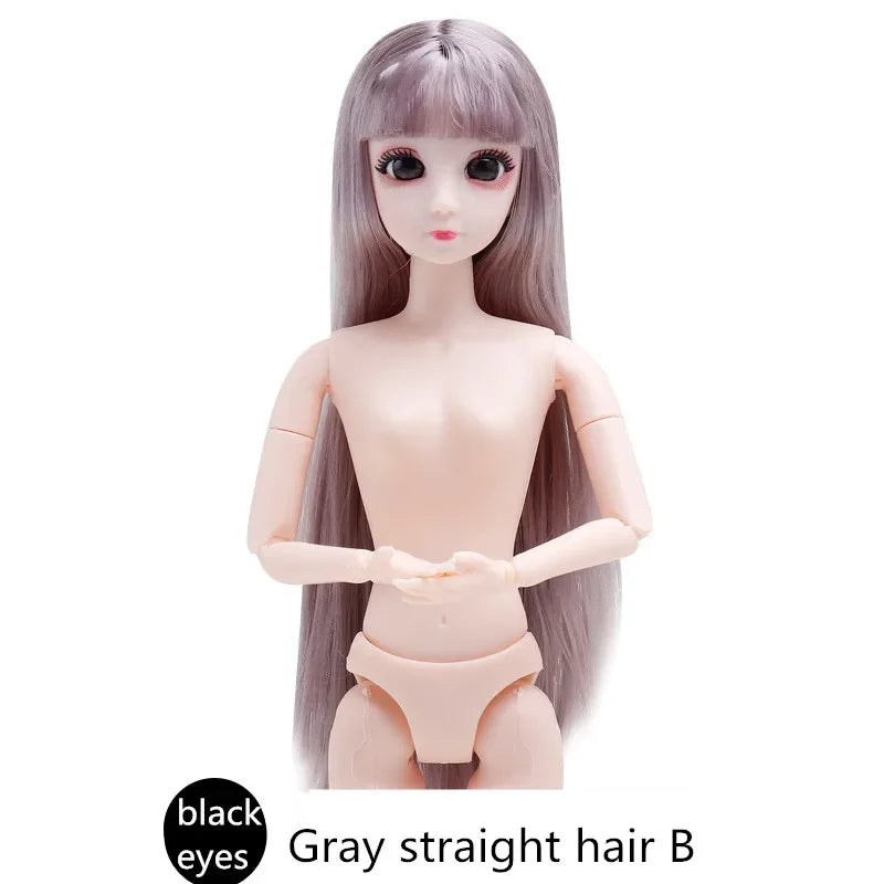 30cm 20 Movable Joints 3D Simulated Eyes Blue Purple Black Eye Long Hair 1/6 BJD Hinged Doll DIY Toy for Girls Gift