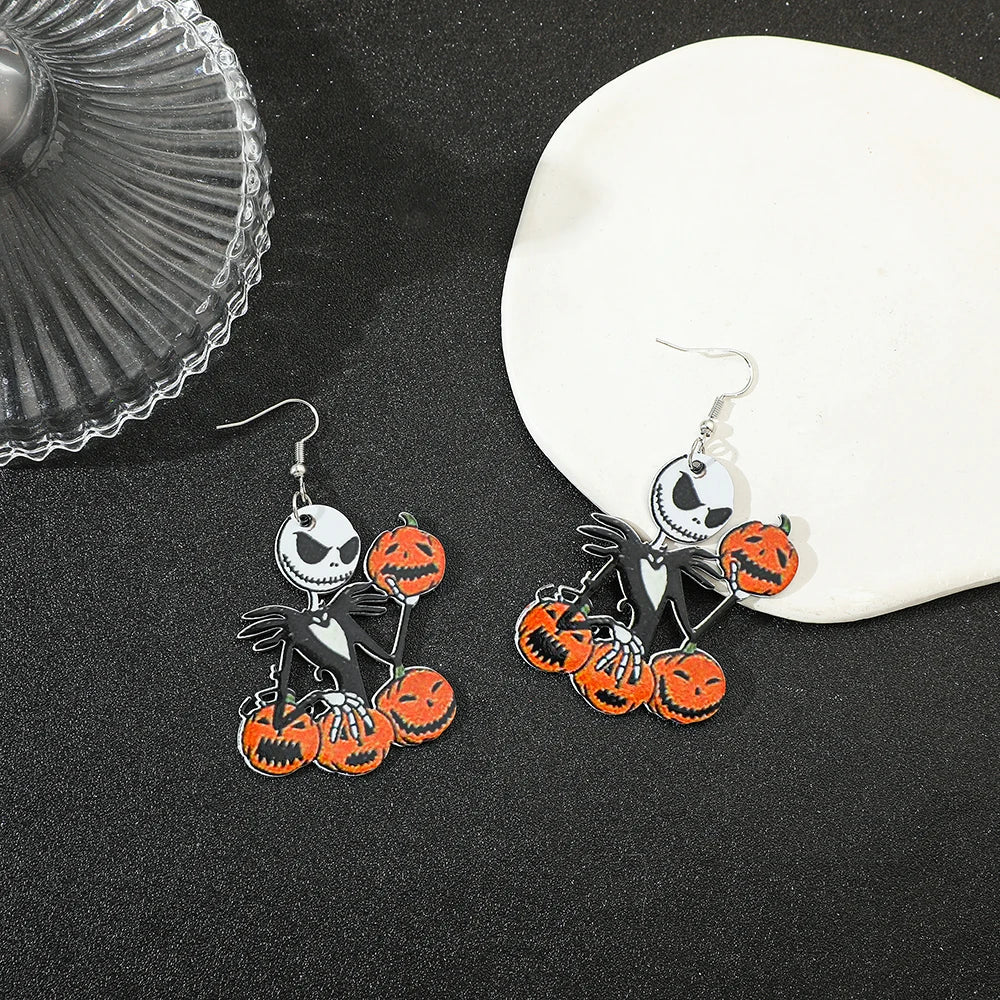 1pair Disney the Nightmare Before Christmas Earrings Jack Skellington Ear Studs for Girls Jewelry Accessories Halloween Gifts