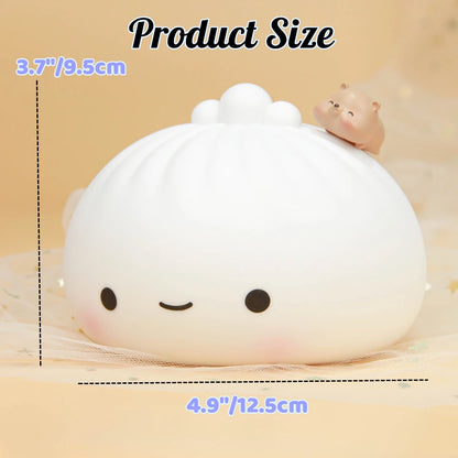 Cute Dumpling Night Light Dumpling Bun Lamp for Kids Rechargeable Silicone Nursery Lamp 7Colors Bedside Lamp for Bedroom Camping