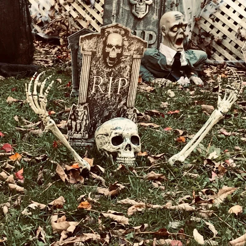 2025 Halloween Decoration Scary Skull Skeleton Hand Bone Realistic Skull Pile Yard Lawn Pile Garden Cemetery Home Decor