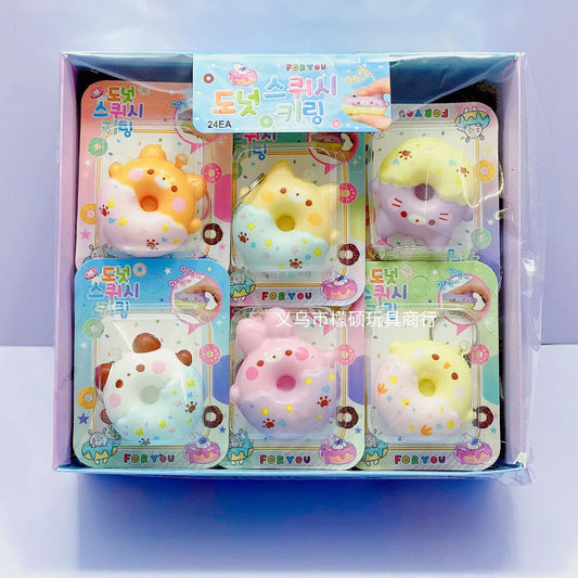 Donut Vent Pendant PU Slow Rebound Animal Decompression Vent Toy Sponge Pendant Keychain  Squishy  Stress Reliever Toys