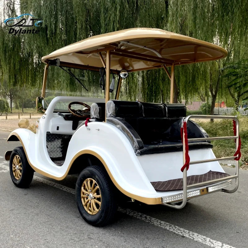 China Made High Quality Golf Cart Double Cab Retro Classic Car Sightseeing Bus Car Classic Car for Wedding Hotel