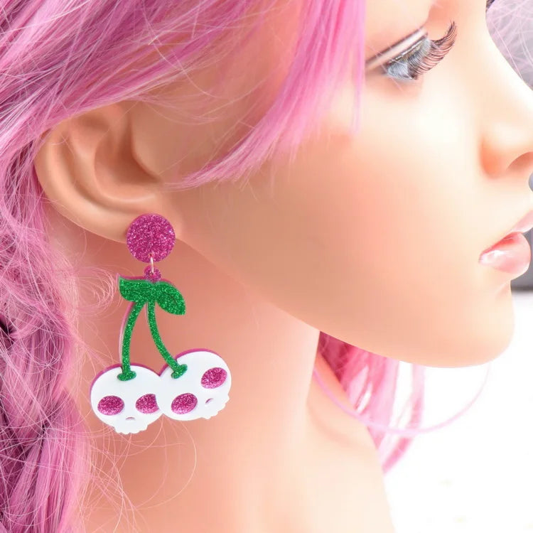 Mouse Head Western Cowboy Ghost Cherry Lightning Halloween Acrylic Earrings Jewelry for Women