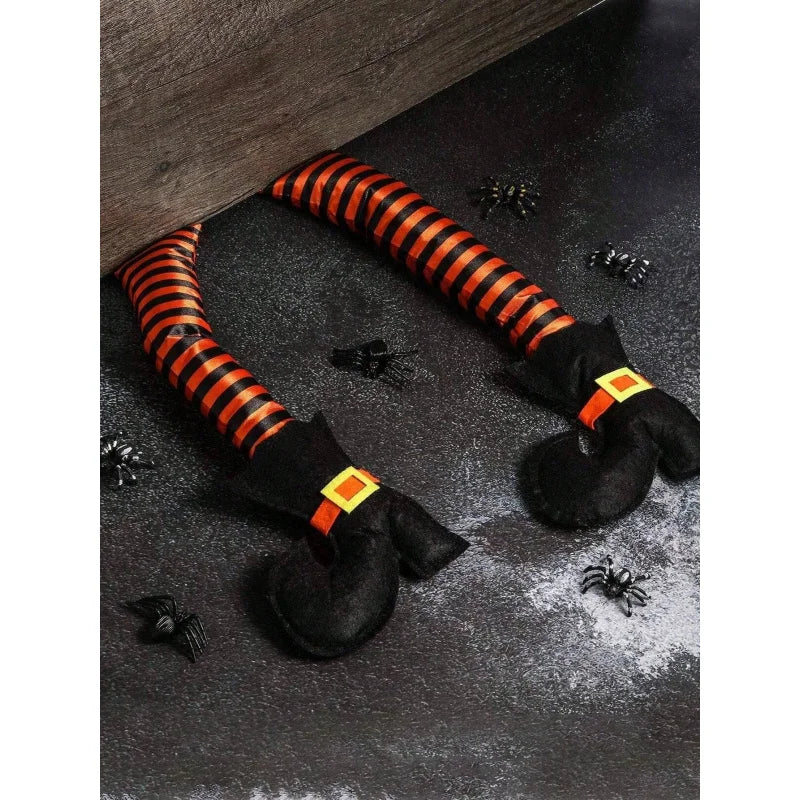 Halloween Witch Leg Decoration, Plush Filled Witch Legs for Wrath Car, Outdoor Evil Hanging Ornament, Car Trunk Yard Decor