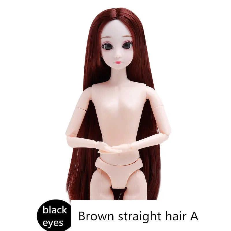 30cm 20 Movable Joints 3D Simulated Eyes Blue Purple Black Eye Long Hair 1/6 BJD Hinged Doll DIY Toy for Girls Gift