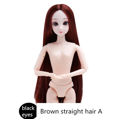 30cm 20 Movable Joints 3D Simulated Eyes Blue Purple Black Eye Long Hair 1/6 BJD Hinged Doll DIY Toy for Girls Gift