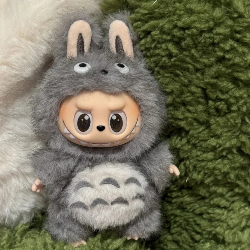 For 17cm Fluffy Hakime Plush Doll - Labubu Style Cute Knitted Outfit Full Set, Standing Pose Keychain Changeable Costume