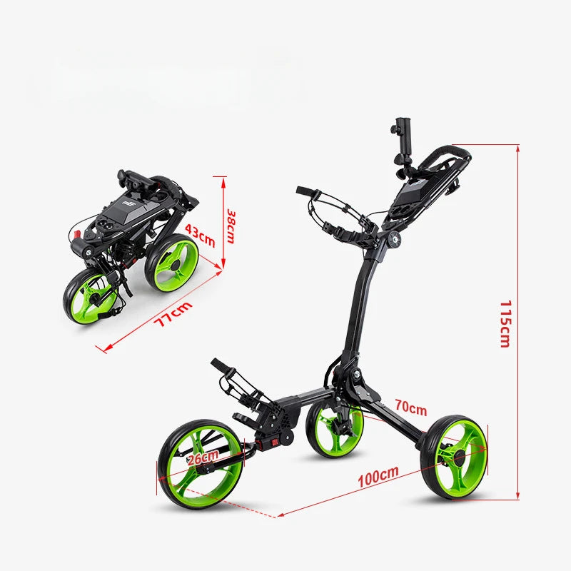 PLAYEAGLE 2024 Folding Golf Push Pull Cart Upgrade Widened Wheels Portable Golf Bag Cart With Umbrella Holder