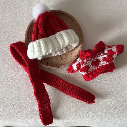 17cm Labubu Doll Clothes  Macaron Labubu Christmas Costumes Set V1 V2 Winter Christmas Sweater Scarf Set Clothing ﻿