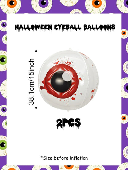 2/4pcs Halloween Horror Ghost Eye Balloons, 15 Inch 4D Aluminum Film Balloons, Suitable for Halloween Theme Party Decorations.