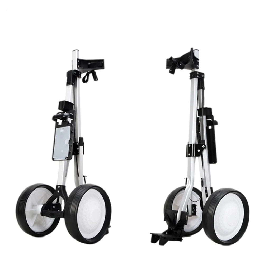 Professional Golf Bag Trolley Cart Portable 2 Wheel Foldable Aluminum Alloy Wear Resistant Golf Cart Course Use Trolley Cart
