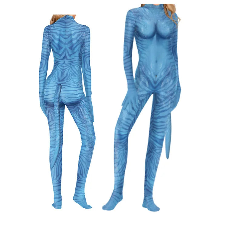 Movie Avatar Cosplay Costume Themed 3D Digital Print Jumpsuit for Men and Women 3D Digital Print Jumpsuit Halloween Zentai