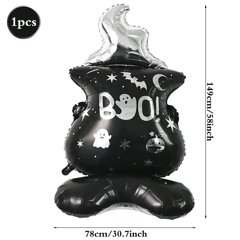 Halloween Decoration Balloons Large Witch Ghost Grim Reaper Tombstone Pumpkin Inflatable Foil Balloon Halloween Party Supplies