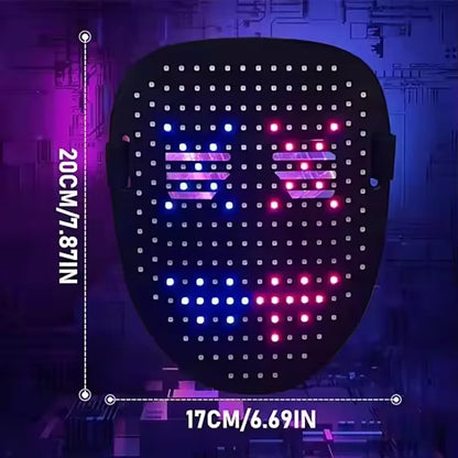 LED Mask With Gesture Sensing Light Up Face Transforming Led Halloween Mask for Kids Men Women Costume Cosplay Party
