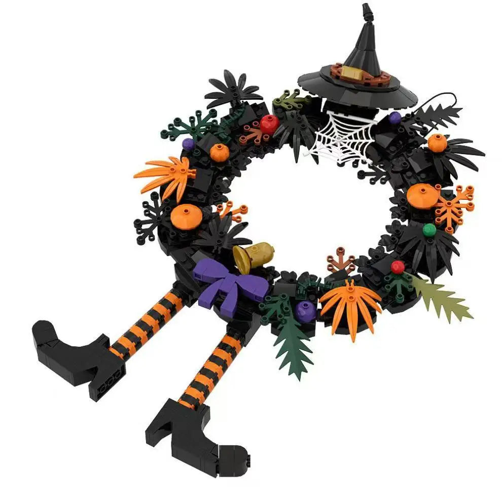Halloween Terror Movies MOC Witch Hat Building Block Set Kids Toy With Pumpkin Door Tree Ghost Bricks Gift for Children