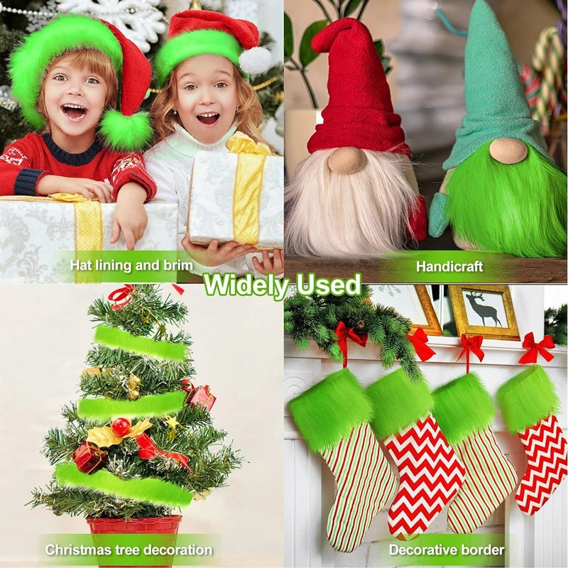 Faux Fur Fabric Christmas Fluffy Fuzzy Plush Patch Sewing Fur Cuts for DIY Gnome Doll Beard Craft Shaggy Winter Costume Material