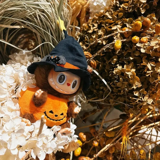 Halloween Pumpkin Clothes for Labubu Trendy Accessories Bat Wing Pumpkin Clothes With Hat Dolls Accessories for 17cm Ropa Labubu