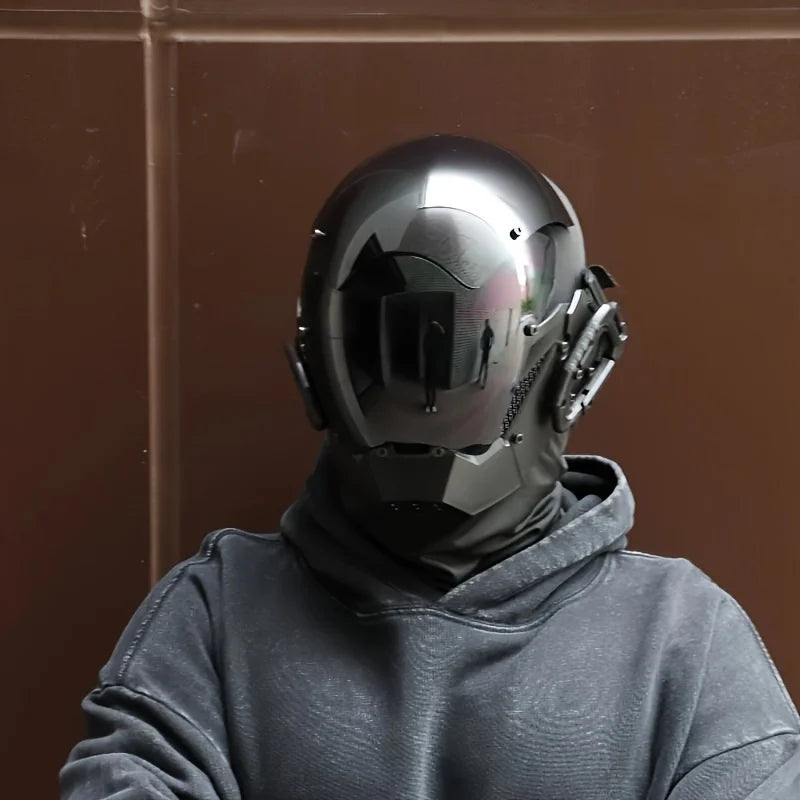 Black Cyberpunk Mask Cosplay for Halloween, Stylish and Mechanical, Perfect for Real-Life CS Combat.