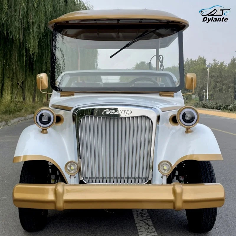 China Made High Quality Golf Cart Double Cab Retro Classic Car Sightseeing Bus Car Classic Car for Wedding Hotel