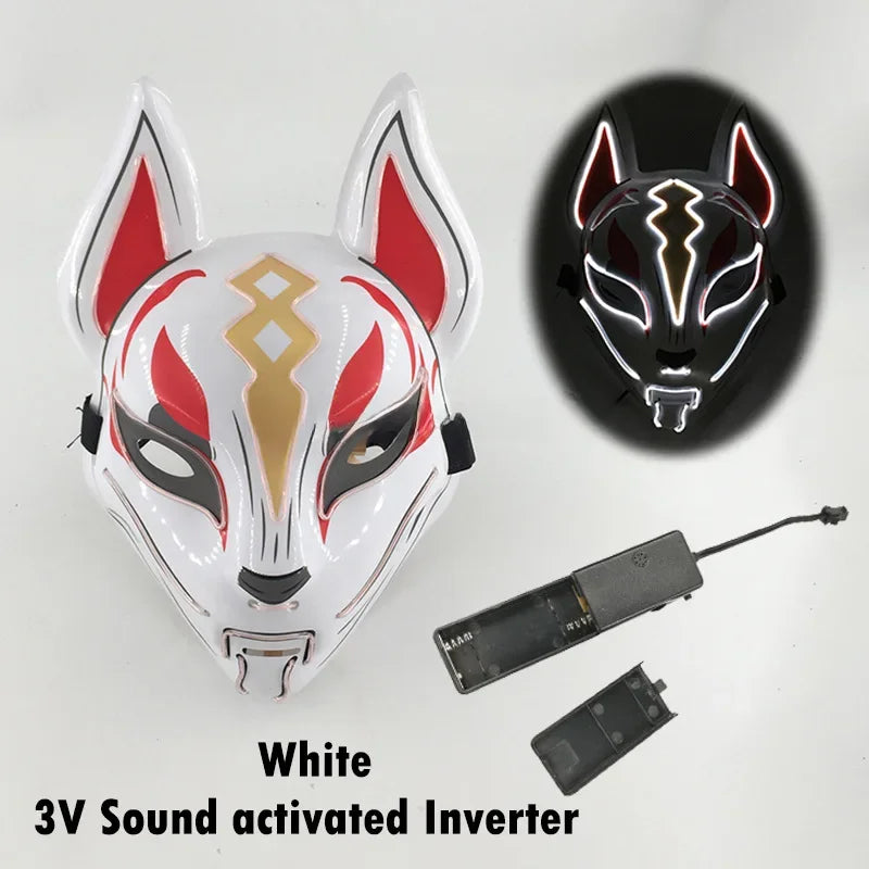 Glowing Halloween Party El Face Mask Japanese Anime Character Cosplay Led Clothing Fox Face Mask for Parties