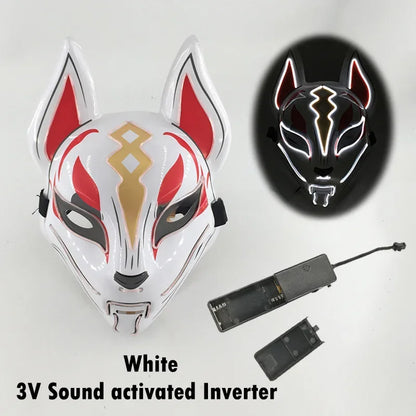 Glowing Halloween Party El Face Mask Japanese Anime Character Cosplay Led Clothing Fox Face Mask for Parties