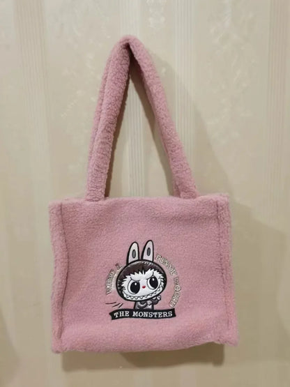 New Labubu Shoulder Bag Cartoon Large Capacity Handbag Plush Toy Bag Student Crossbody Bags the Monsters Outdoor Travel Use