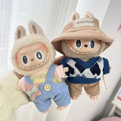 17cm Cute Mini Plush Doll'S Clothes Outfit Accessories for Korea Kpop Exo Labubu Idol Dolls Sweater Hoodie Clothing DIY Kid Gift