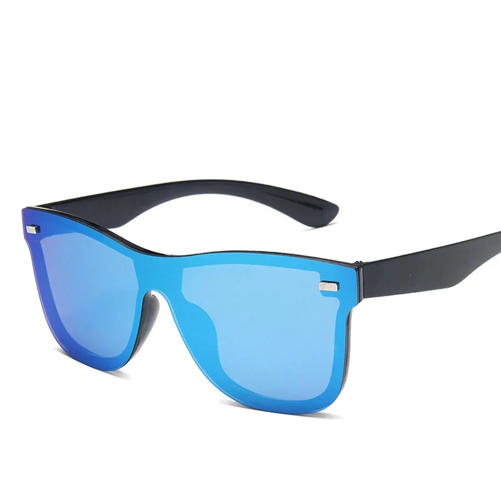 New Fashion Sunglasses One Piece Trend Personality Eyeglass Brand Design Protection Reflective Frameless Sunglassess UV400