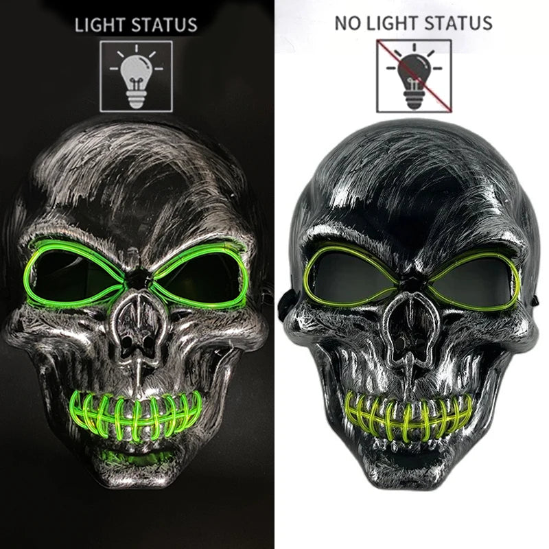 Halloween Scary Skull Skeleton Mask LED Light Up Mask for Halloween Festival Cosplay Costume Parties Carnival Night