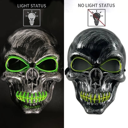 Halloween Scary Skull Skeleton Mask LED Light Up Mask for Halloween Festival Cosplay Costume Parties Carnival Night