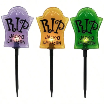3-Pack Artificial Tombstone Decorations - Halloween Cemetery Grave Stones With Realistic Details, Weather-Resistant Outdoor