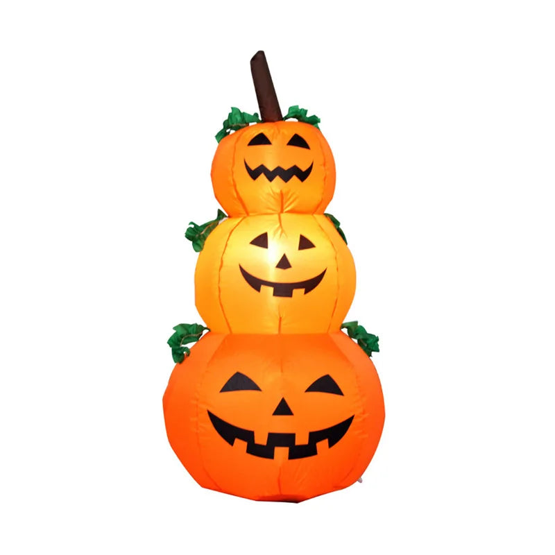120cm LED Glow Lanterns Halloween Inflatable Pumpkin Model Decorate Inflating Orange Adornment Outdoor Garden Holiday Decoration