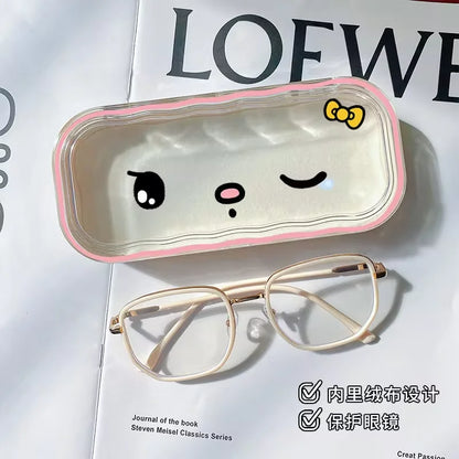 Hello Kitty Glasses Case Sanrio Storage Box Anime Kawaii Cartoon Transparent Wave Sunglasses Protective Case Gifts for Girls