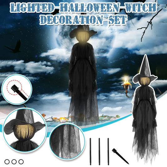 Halloween Voice Control Light Up Witch Holding Hands Witch Halloween Light Up Decoration Props Yard Haunted House Party Decor