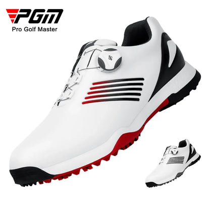 PGM Golf Shoes Mens Comfortable Knob Buckle Golf Men'S Shoes Waterproof Genuine Leather Sneakers Spikes Nail Non-Slip XZ152