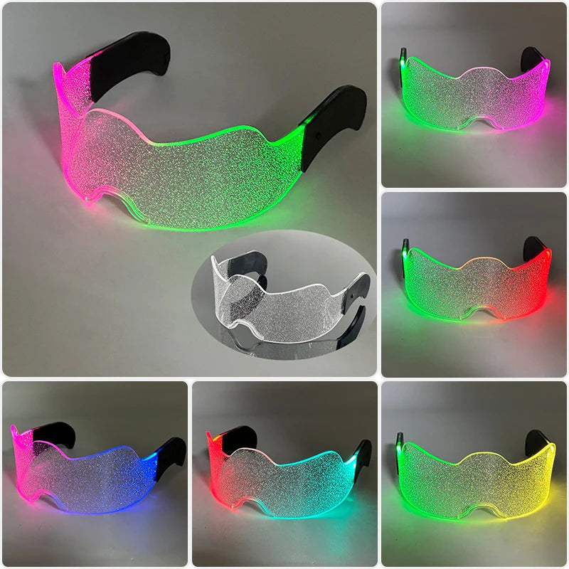 2025 Halloween Christmas Glow Supplies Party Half Face Mask Colorful Luminous LED Neon Light Mask Nightclub Bar Music Decor Prop