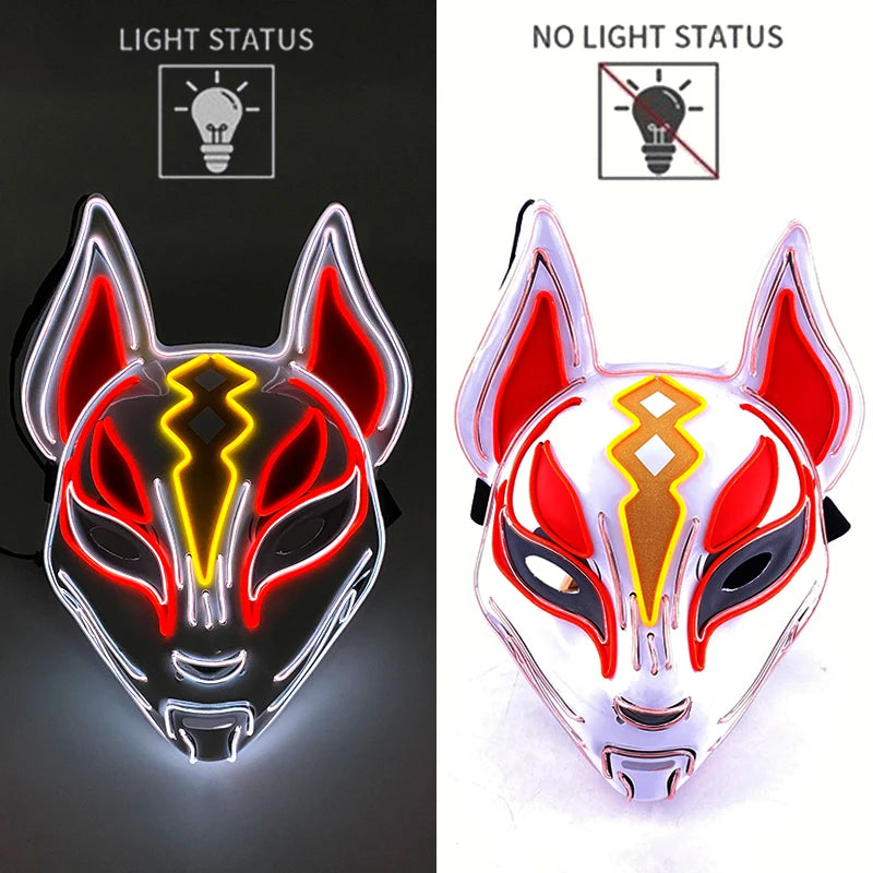New Designed Glowing Halloween Party Mask Flashing LED Masks EL Neon Light Cosplay Mask Costume Props Glow Party Supplies
