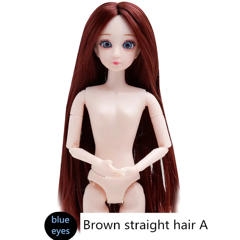 30cm 20 Movable Joints 3D Simulated Eyes Blue Purple Black Eye Long Hair 1/6 BJD Hinged Doll DIY Toy for Girls Gift