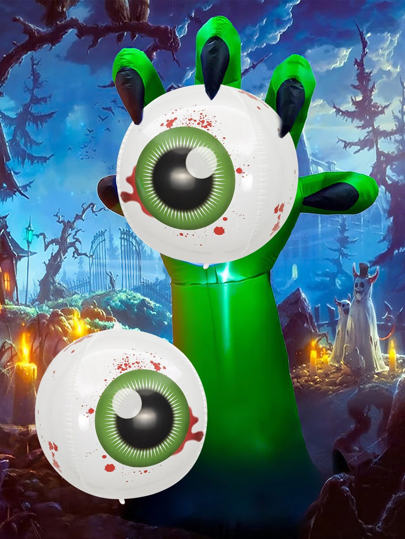 2/4pcs Halloween Horror Ghost Eye Balloons, 15 Inch 4D Aluminum Film Balloons, Suitable for Halloween Theme Party Decorations.