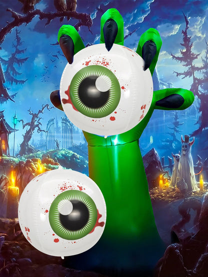 2/4pcs Halloween Horror Ghost Eye Balloons, 15 Inch 4D Aluminum Film Balloons, Suitable for Halloween Theme Party Decorations.