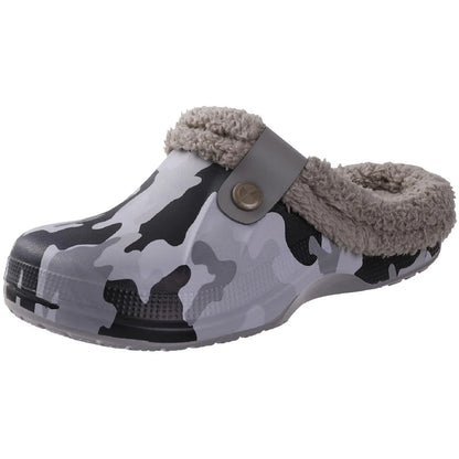 Evshine Winter Warm Clogs Men Waterproof Garden Slippers Fur Clogs Slippers Fuzzy Plush Slippers Bedroom Shoe for Indoor Outdoor