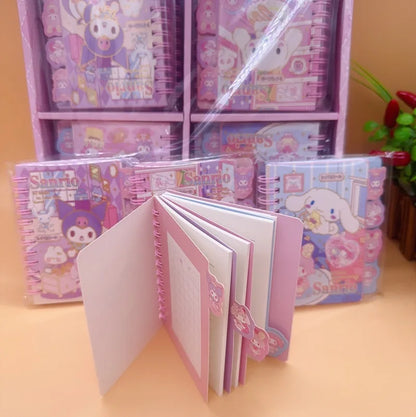 Diary Notebook Sanrio Anime Series Hello Kitty Kawaii Kuromi My Melody Cinnamoroll Cartoon Student Portable Notebook Kids Gift