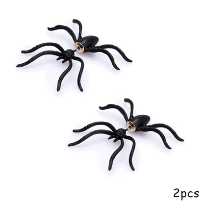 Halloween Funny Spider Stud Earrings Woman 3D Creepy Black Spider Ear Stud Earrings Halloween Costumes Party DIY Decoration
