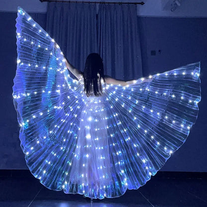 LED Wings Belly Dance Wings Isis Halloween Wing Prop Shining LED Lamp Wing Belly Dance Costumes Accessories Sticks Adult Child